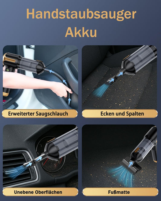 Handstaubsauger Akku Kabellos, Autostaubsauger 27000Pa Mini Staubsauger, Aufladbar Tragbar Leicht Auto Staubsaug Stark, 220000 U/min Elektrische Staubgebläse für den Auto,Küche,PC, Sofa, Büro,schwarz