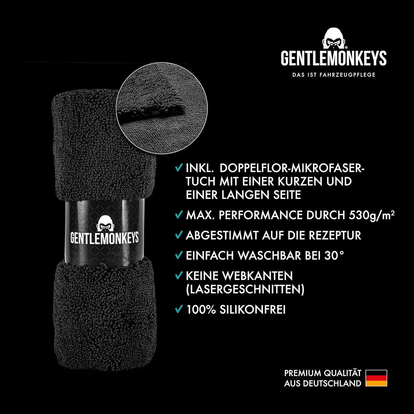 GENTLEMONKEYS Cockpitpflege Set – Tiefenreinigung & Farbauffrischung für dein Auto (500ml + Mikrofasertuch)